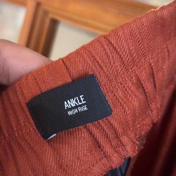Express Women Linen Ankle High Rise pants. SZ: Large/ Burnt Orange color - Picture 11 of 12